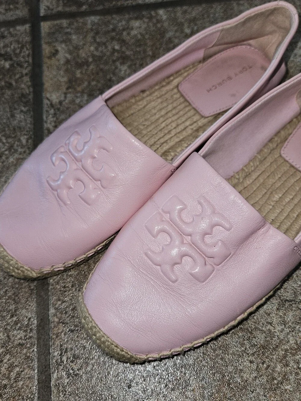 Tory Burch Light Pink Leather Espadrille Flats